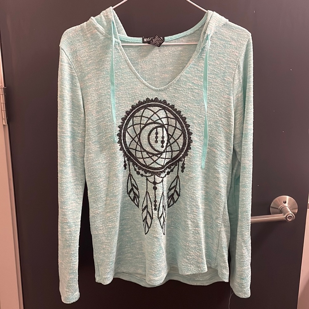 Light blue lightweight casual long sleeve. Size M.